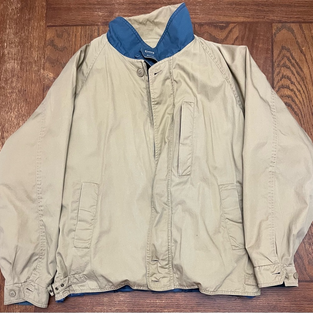 London Fog Tan and Blue Lined Windbreaker Jacket